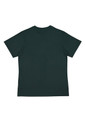 A dark green women's short sleeve tee, featuring a simple design and a plain back. It includes a logo.