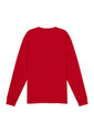 A long sleeve tee in bright red, featuring a plain back and fitted sleeves. It has a logo on the tag.