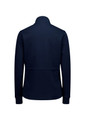 A women's tailored jacket in navy blue, featuring a collar and long sleeves, with a plain back design.