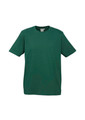 A green short sleeve tee with a crew neck and a small logo on the label.