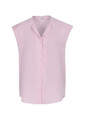 A sleeveless pink blouse with a button-up front and a casual collar. The fabric appears smooth and lightweight.