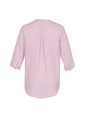 A light pink women's longline blouse with three-quarter sleeves and a central pleat at the back.
