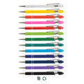A collection of stylus pens in various colours, featuring a sleek design and chrome accents, with a logo present.
