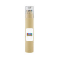 A tube containing long pencils in various colours, with a clear lid and a label displaying a logo.