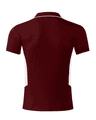 A maroon men's polo shirt featuring white side panels and a collar. The shirt has a logo on it.