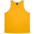 A bright yellow kids' singlet featuring a branded label at the neck.