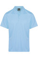 A light blue polo shirt with a collar and three buttons, featuring a logo on the tag.