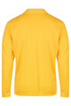 A long-sleeve yellow polo shirt with a collar and a logo on the back.