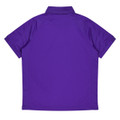 A purple polo shirt featuring a collar and short sleeves, with no visible logos or branding.