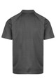 A grey men's polo shirt featuring a collar and short sleeves, with a logo present on the garment.