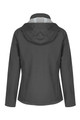 A soft shell jacket in dark grey with a hood, featuring a sleek design and tailored fit.