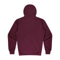 A maroon kids' hoodie with a hood and long sleeves, featuring a plain back design and ribbed cuffs.