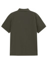 A men's short-sleeve polo shirt in a solid dark olive green colour, featuring a collar and a logo.