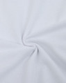 A close-up of white fabric featuring a smooth cotton/poly blend texture, with a slight sheen and circular pattern.