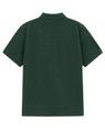 A dark green men's classic cotton/poly pique short-sleeve polo shirt with a collar and no visible branding.