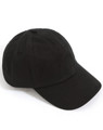 A black unstructured cotton twill cap with a curved peak and ventilation eyelets. It has a logo on the side.