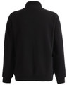A black unisex premium fleece half zip work sweatshirt featuring a collar and a simple design.