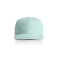 A mint green cap with a rounded brim and an adjustable strap at the back. Features a logo on the front.