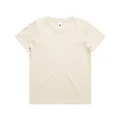 A cream-coloured youth t-shirt with a round neckline and short sleeves, featuring a logo.