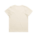 A plain cream youth staple T-shirt with a classic crew neck and short sleeves. It features a logo on the back.