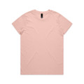 A light pink t-shirt with a round neck and short sleeves, featuring a logo at the tag.