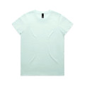 A light mint green t-shirt featuring a crew neck and a brand logo on the tag.
