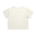 A light green crop tee with short sleeves and a simple design, featuring a logo on the back.