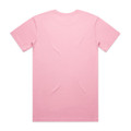 A pink T-shirt with a plain back design, featuring a logo or branding.