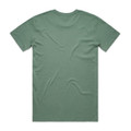 A green t-shirt with a simple design, featuring a logo on the back. The shirt has a round neckline and short sleeves.
