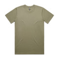 A classic olive green T-shirt with a round neckline and short sleeves, featuring a logo on the label.