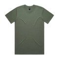 A classic olive green T-shirt with a crew neckline, featuring a logo at the neck.