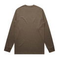 A long-sleeve tee in a muted brown colour with a plain back and fitted cuffs, featuring a logo.