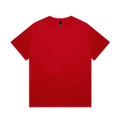 A red heavy tee t-shirt with short sleeves and a brand logo on the label.