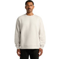 A light grey sweater featuring a crew neckline and long sleeves. It has a logo on the front.