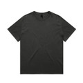A black heavy faded tee with a round neckline and short sleeves, featuring a label tag inside.