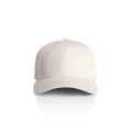 A white cap featuring a structured design and a logo on the front. Ideal for casual headwear.