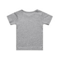A grey infant t-shirt with a standard crew neck and short sleeves, featuring a plain back design.