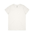 A plain white organic T-shirt with a crew neck and short sleeves, featuring a small logo.