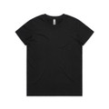 A black t-shirt with a crew neck, featuring a label on the inside. No visible logos or designs.