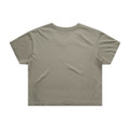 A khaki cropped t-shirt with a simple design and no visible branding on the back.