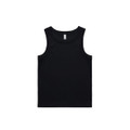 A black ribbed tank top with a classic singlet design and a branded label inside.