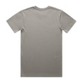 A plain grey organic cotton T-shirt featuring a back view. The shirt has a simple design and includes a logo.