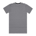 A black and white striped t-shirt with short sleeves. The back features a repeating stripe pattern.