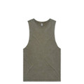 A stone wash green tank top with a sleeveless design, featuring a simple cut and a brand logo.