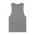 A stone wash tank top in a muted green colour with a logo at the neckline.