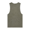 A stone wash green tank top, featuring a sleeveless design and a back view. It has a logo at the back.