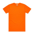 An orange work t-shirt featuring a logo, designed for safety and visibility.