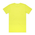 A bright yellow work t-shirt with a plain back design and a logo at the neck.