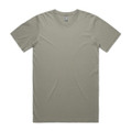 A light green t-shirt with short sleeves and a round neckline, featuring a logo on the label.