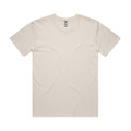 A plain cream t-shirt with a round neck and short sleeves, featuring a logo.
